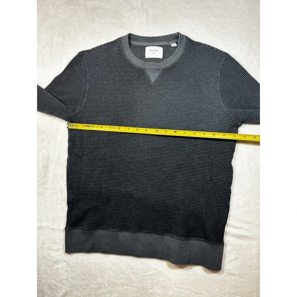 Billy Reid Sweater Mens Small Black Gray Waffle Knit Crewneck Pullover
